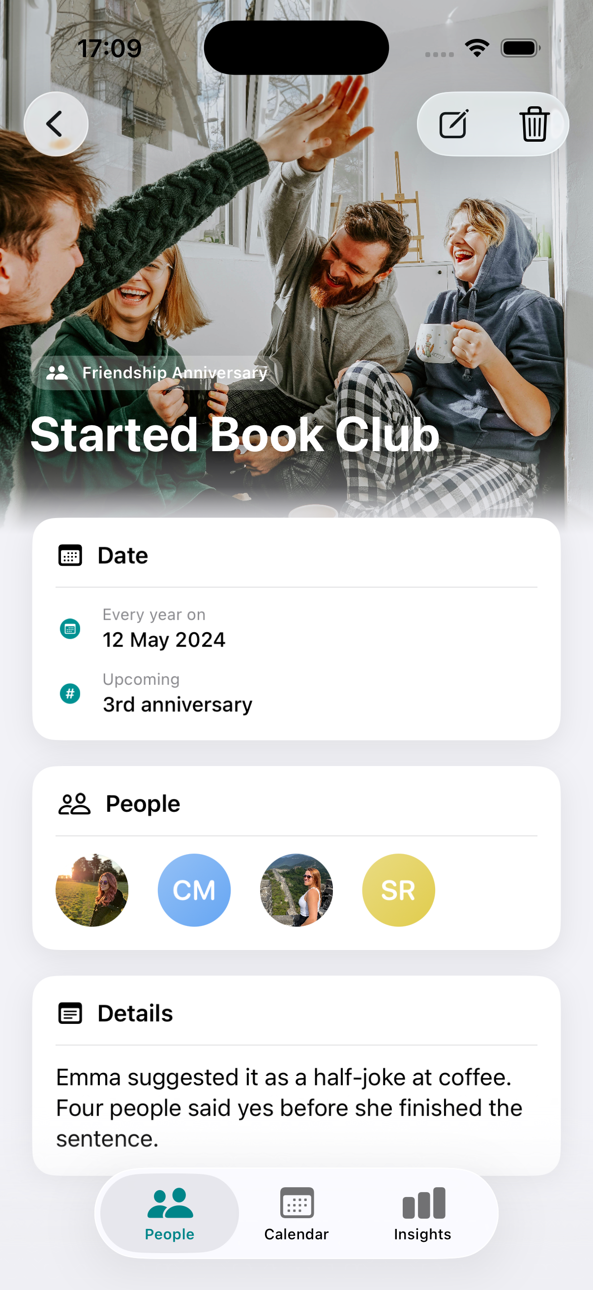 Anniversaries feature